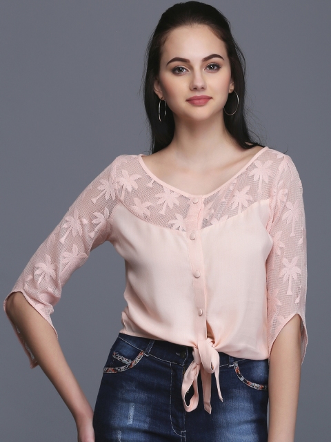 

Eavan Women Peach-Coloured Self Design Top