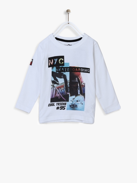 

Palm Tree Boys White Solid Boat Neck T-shirt