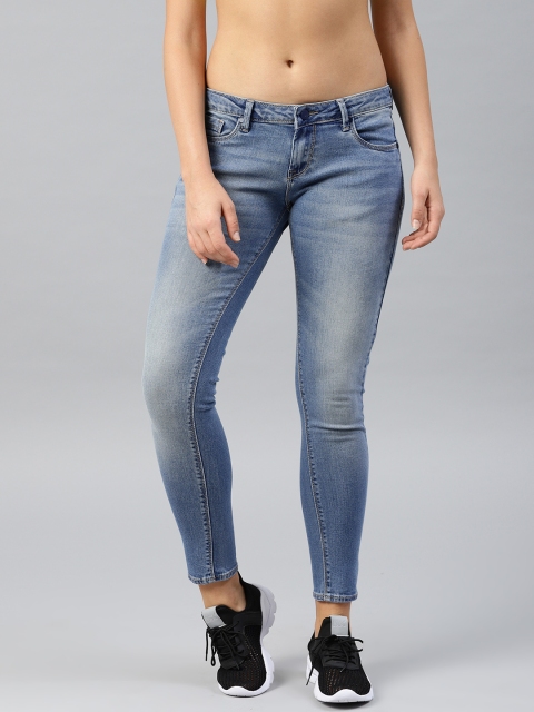 

HRX by Hrithik Roshan Women Blue Slim Fit Mid-Rise Clean Look Stretchable Jeans