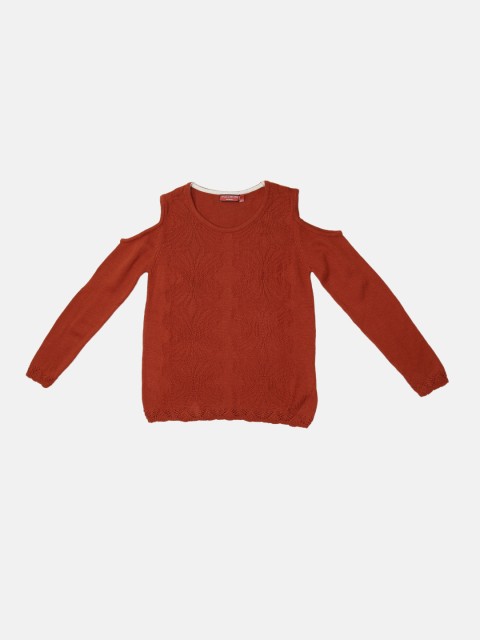 

Wills Lifestyle Women Rust Self Design Pullover Sweater