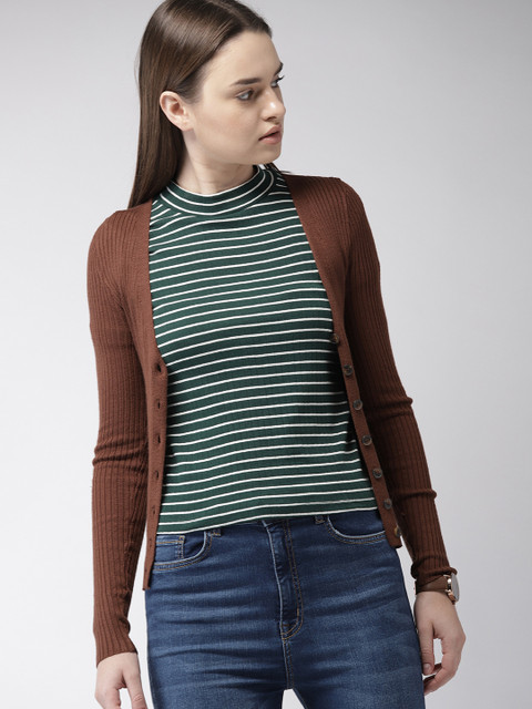 

FOREVER 21 Women Brown Solid Cardigan