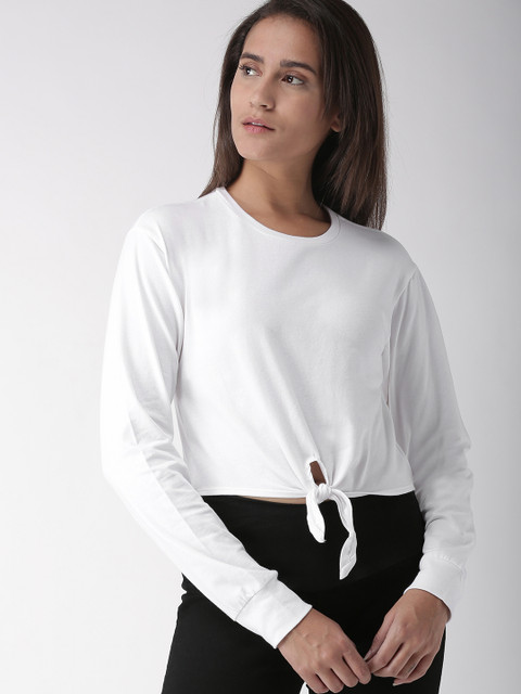 

FOREVER 21 Women White Solid Top