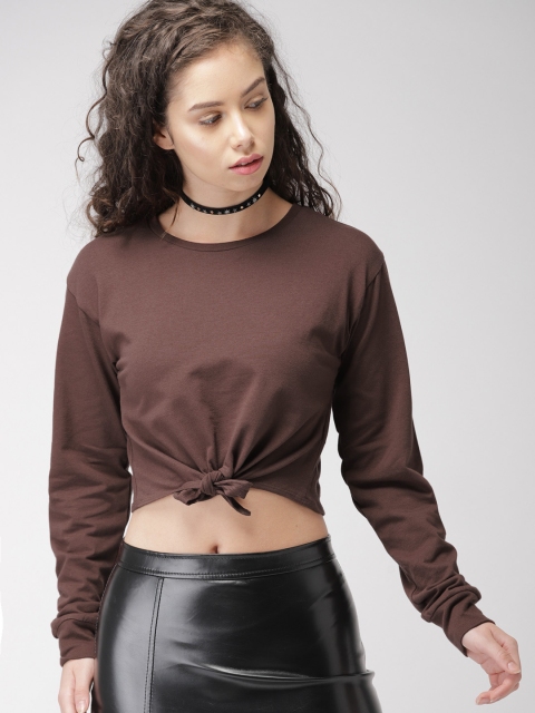 

FOREVER 21 Women Brown Solid Top