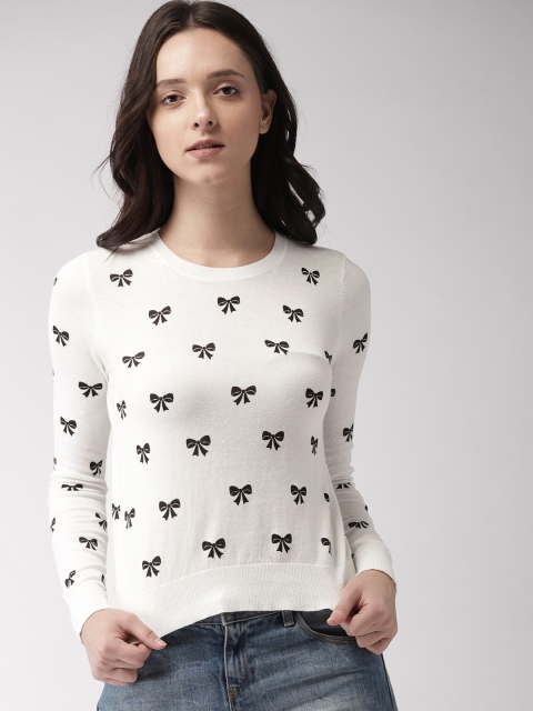 

FOREVER 21 Women White Printed Pullover