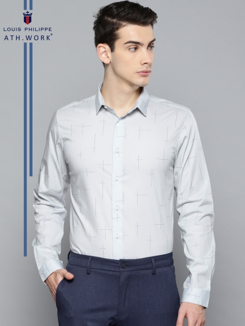 

Louis Philippe Ath.Work Men Grey Slim Fit Printed Smart Casual Shirt