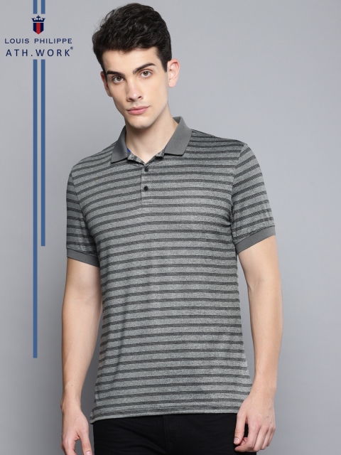 

Louis Philippe Ath.Work Men Grey Printed Polo Collar T-shirt