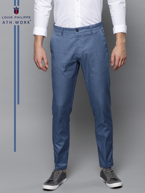 

Louis Philippe Ath.Work Men Blue Comfort Tapered Fit Solid Formal Trousers
