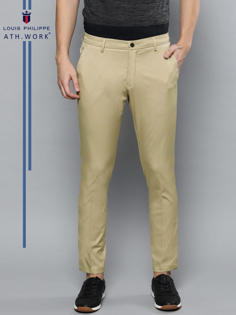

Louis Philippe Ath.Work Men Beige Comfort Slim Fit Solid Smart Casual Trousers