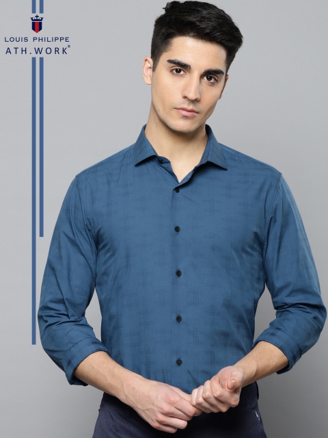 

Louis Philippe Ath.Work Men Blue Super Slim Fit Self-Design Smart Casual Shirt