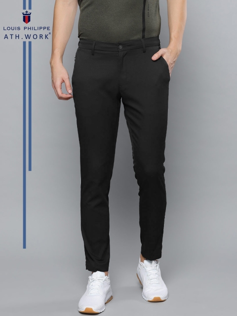 

Louis Philippe Ath.Work Men Black Tapered Fit Solid Smart Casual Trousers