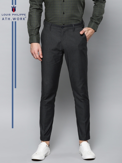 

Louis Philippe Ath.Work Men Navy Blue Slim Fit Self-Design Regular Trousers