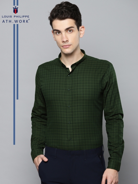 

Louis Philippe Ath.Work Men Green Super Slim Fit Checked Casual Shirt