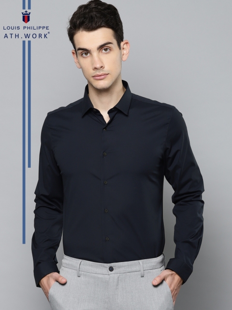

Louis Philippe Ath.Work Men Navy Blue Super Slim Fit Solid Casual Shirt