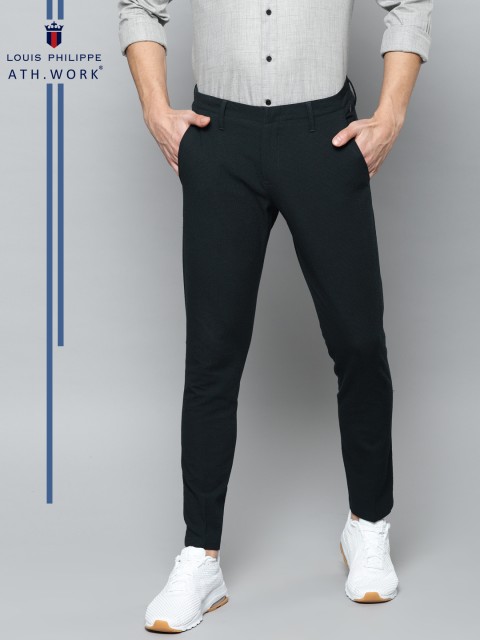 

Louis Philippe Ath.Work Men Navy Blue Comfort Tapered Fit Printed Trousers