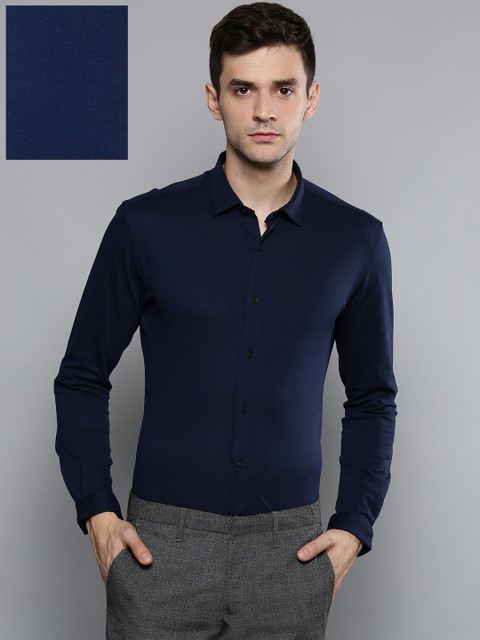 

Louis Philippe Ath.Work Men Navy Blue Slim Fit Solid Smart Casual Shirt