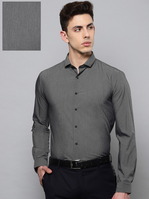 

Louis Philippe Ath.Work Men Grey Super Slim Fit Solid Formal Shirt