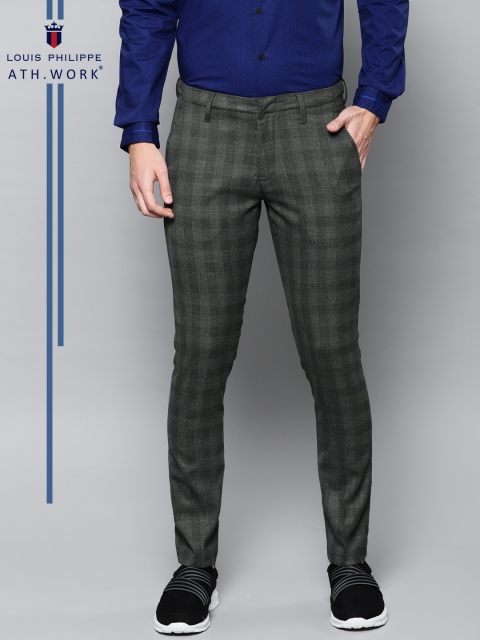 

Louis Philippe Ath.Work Men Black Comfort Tapered Fit Checked Trousers