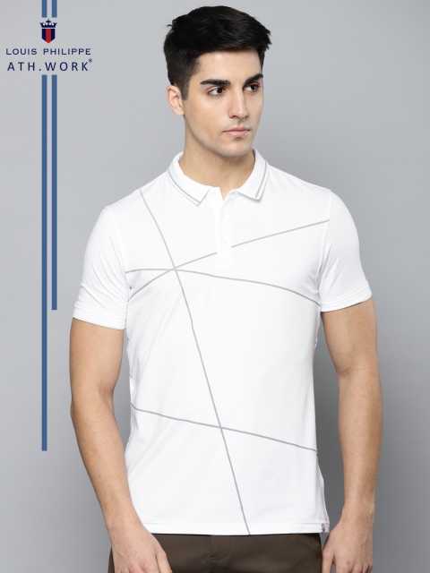 

Louis Philippe Ath.Work Men White Printed Polo Collar T-shirt