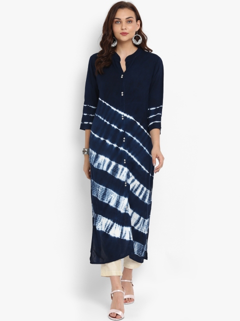 

Spoorthi Women Navy Blue Printed A-Line Kurta