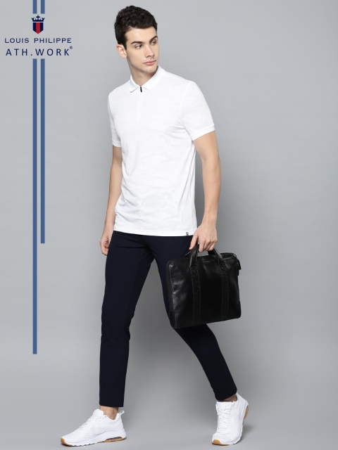 

Louis Philippe Ath.Work Men White Self Design Polo Collar T-shirt