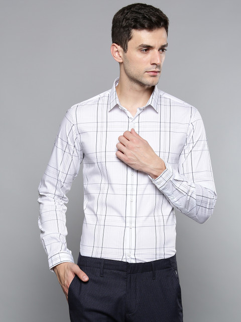 

Louis Philippe Ath.Work Men White & Grey Super Slim Fit Checked Smart Casual Shirt