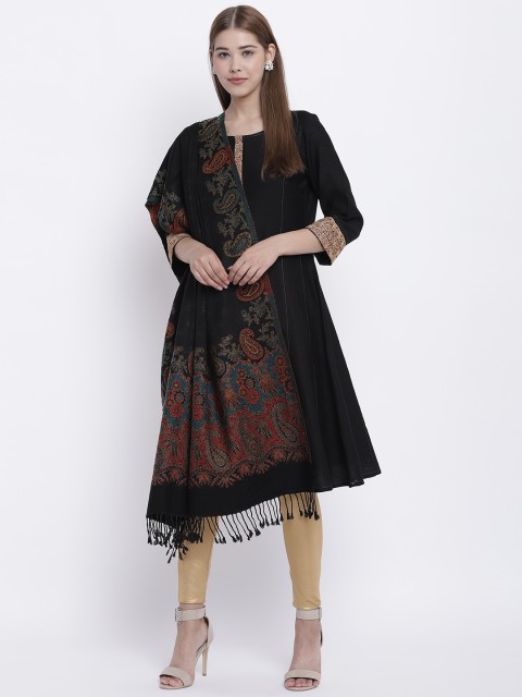 

HK colours of fashion Women Black Solid Shawl