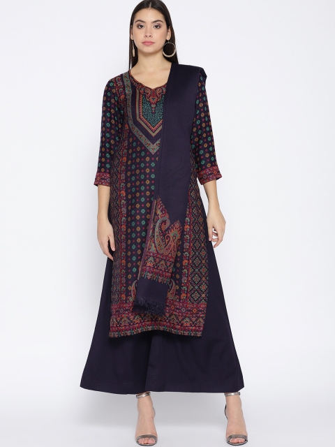 

HK colours of fashion Purple Woollen Woven Liva Unstitched Dress Material
