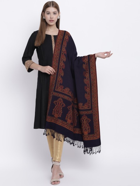 

HK colours of fashion Women Navy Blue Solid Shawl