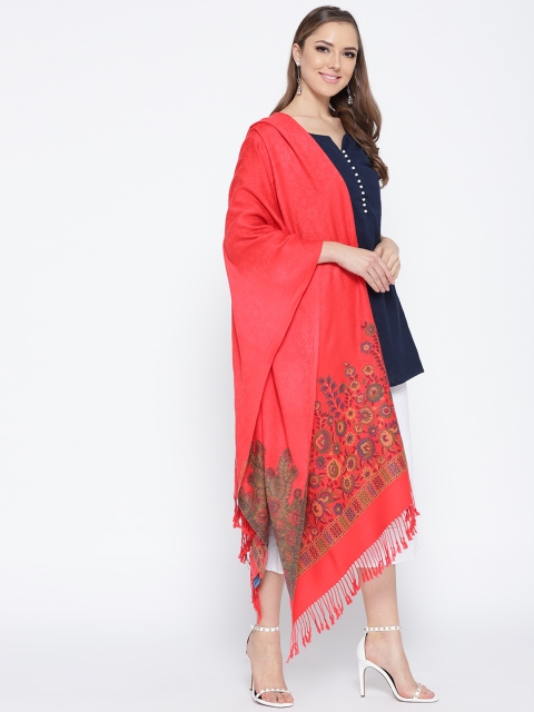 

HK colours of fashion Women Coral Pink Self-Design Stole