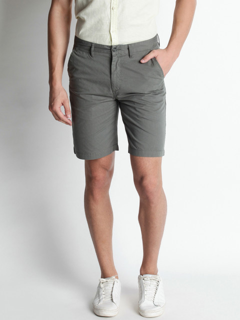 

BYFORD by Pantaloons Men Olive Green Printed Regular Fit Regular Shorts