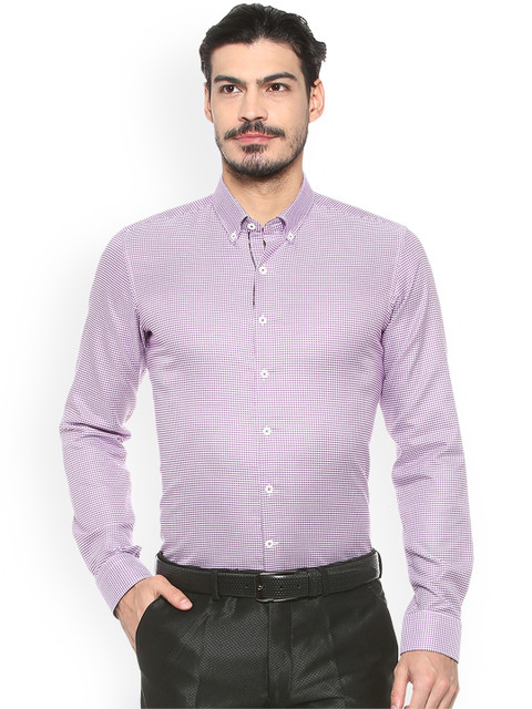 

SIMON CARTER LONDON Men Purple & White Slim Fit Printed Formal Shirt