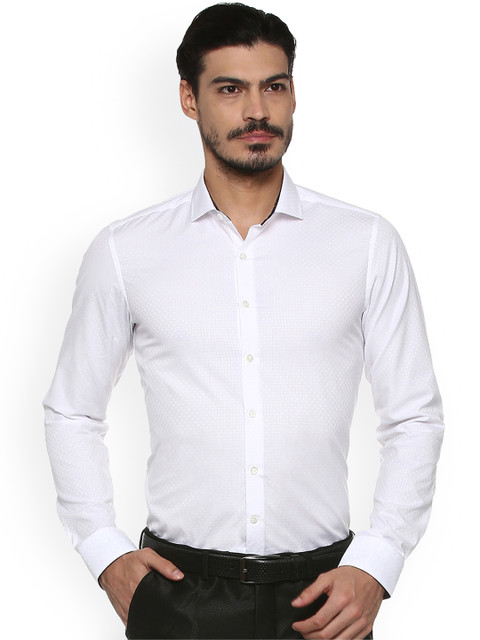 

SIMON CARTER LONDON Men White Slim Fit Self Design Formal Shirt