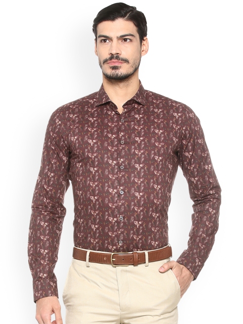 

SIMON CARTER LONDON Men Maroon Slim Fit Printed Semiformal Shirt