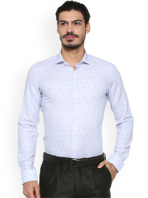 

SIMON CARTER LONDON Men Blue Slim Fit Self Design Semiformal Shirt