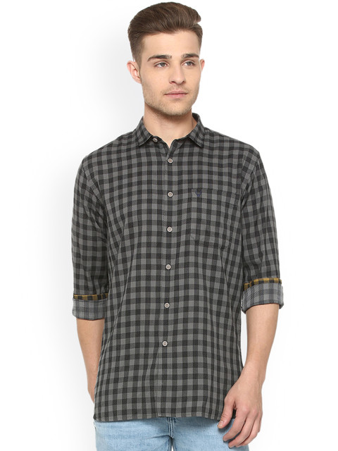 

Allen Solly Men Grey Regular Fit Checked Casual Shirt