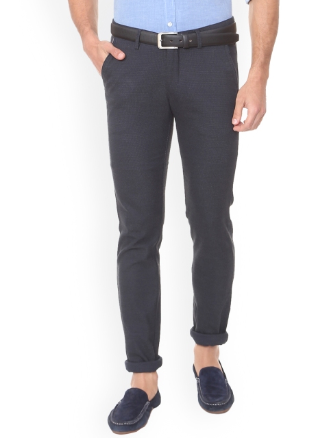 

Allen Solly Men Navy Blue Regular Fit Self Design Regular Trousers