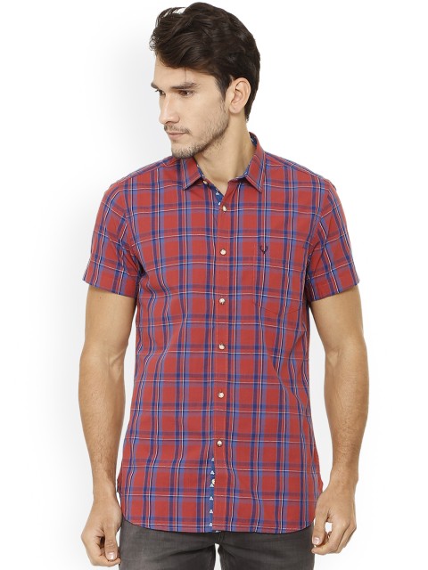 

Allen Solly Men Red & Blue Regular Fit Checked Casual Shirt