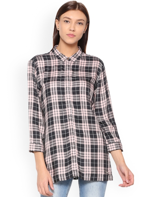 

Van Heusen Woman Women Black Regular Fit Checked Casual Shirt