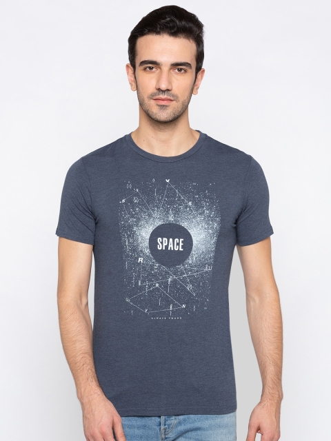 

Globus Men Blue Printed Round Neck T-shirt