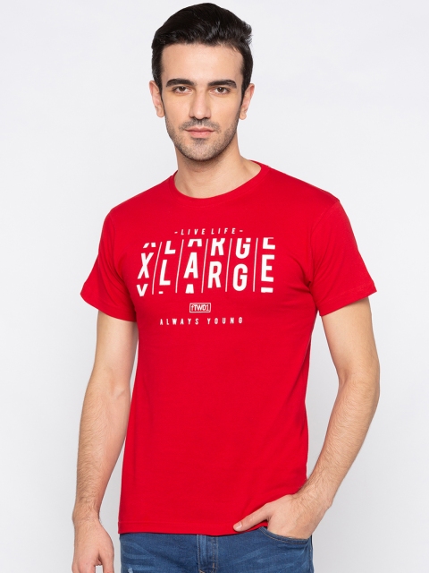 

Globus Men Red Printed Round Neck T-shirt