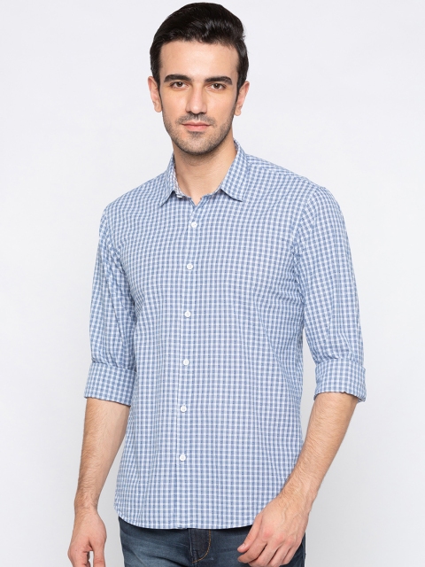 

Globus Men Blue & White Slim Fit Checked Casual Shirt