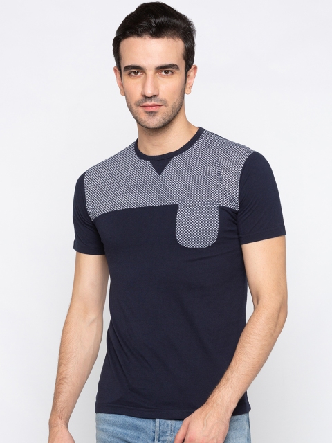 

Globus Men Navy Blue Printed Round Neck T-shirt