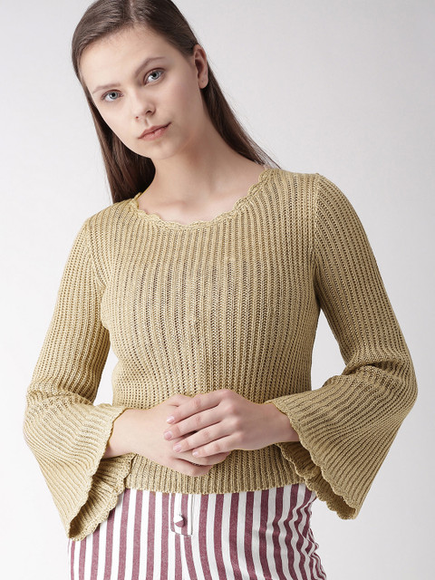 

FOREVER 21 Women Taupe Self-Design Pullover