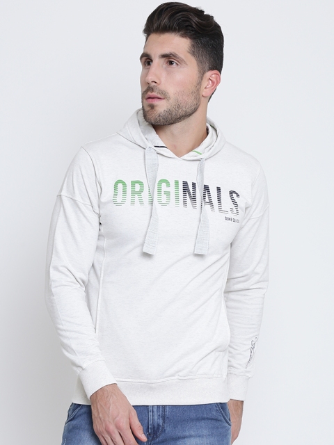 

Duke Stardust Men Off-White Solid Hooded Sweatshirt