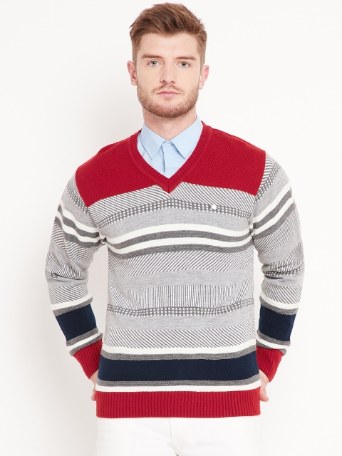 

Duke Stardust Men Grey & Red Striped Sweater