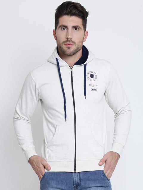 

Duke Stardust Men Off-White Solid Hooded Sweatshirt