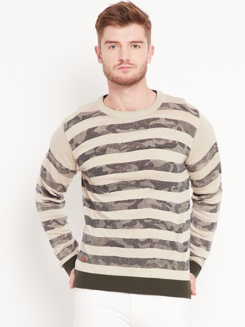 

Duke Stardust Men Olive Green Striped Pullover