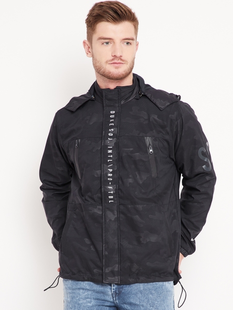 

Duke Stardust Men Navy Blue Camouflage Print Hooded Tailored Jacket