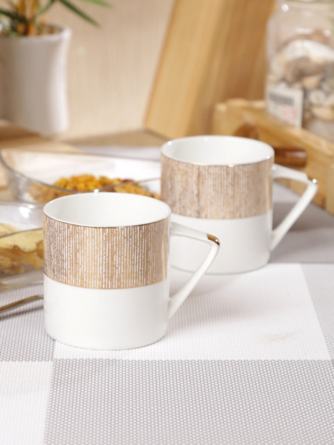 

Sanjeev Kapoor White & Gold-Toned 6-Pieces Printed Bone China Cups Set
