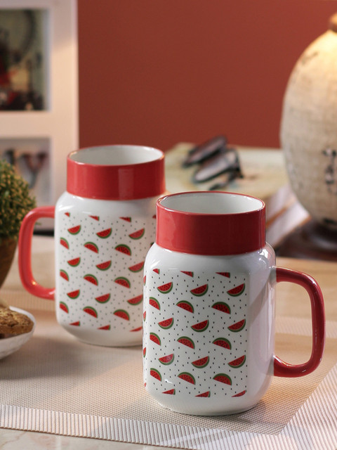 

Sanjeev Kapoor White & Red 2-Pieces Printed Bone China Cups Set
